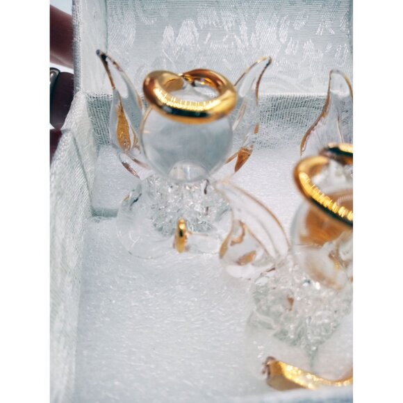 Glass Angel Figures Comfort Box White Brocade Box Tassel 4 In Holiday Religious - Picture 8 of 15